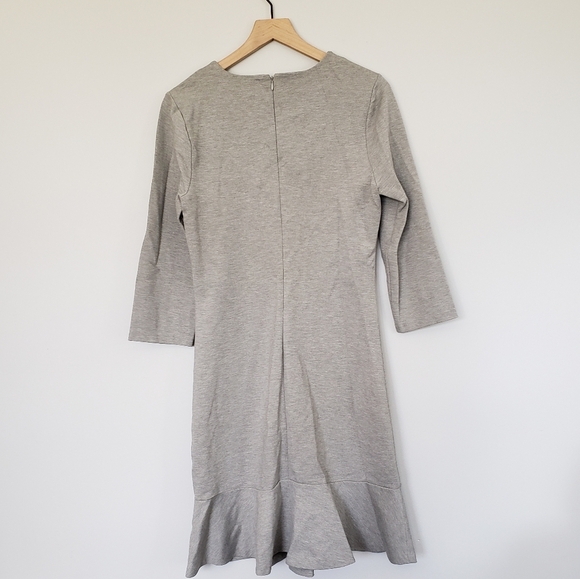 Banana Republic Heathered Grey Ponte Knit Flounce Ruffle Hem sz 8 - Picture 3 of 5